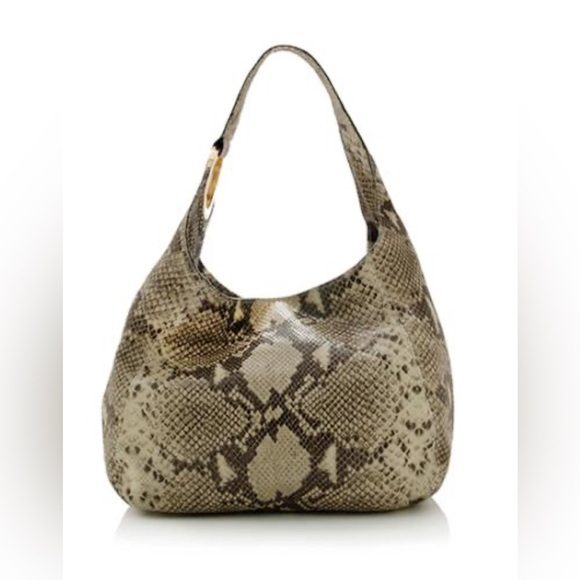 MICHAEL Michael Kors Python Embossed Fulton Large Shoulder Bag Snakeskin Leather - Picture 2 of 9
